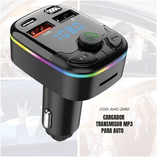 CARGADOR TRANSMISOR BLUETOOTH MP3 PARA AUTO